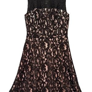Maggy London Elegant Black and Pink Lace Dress